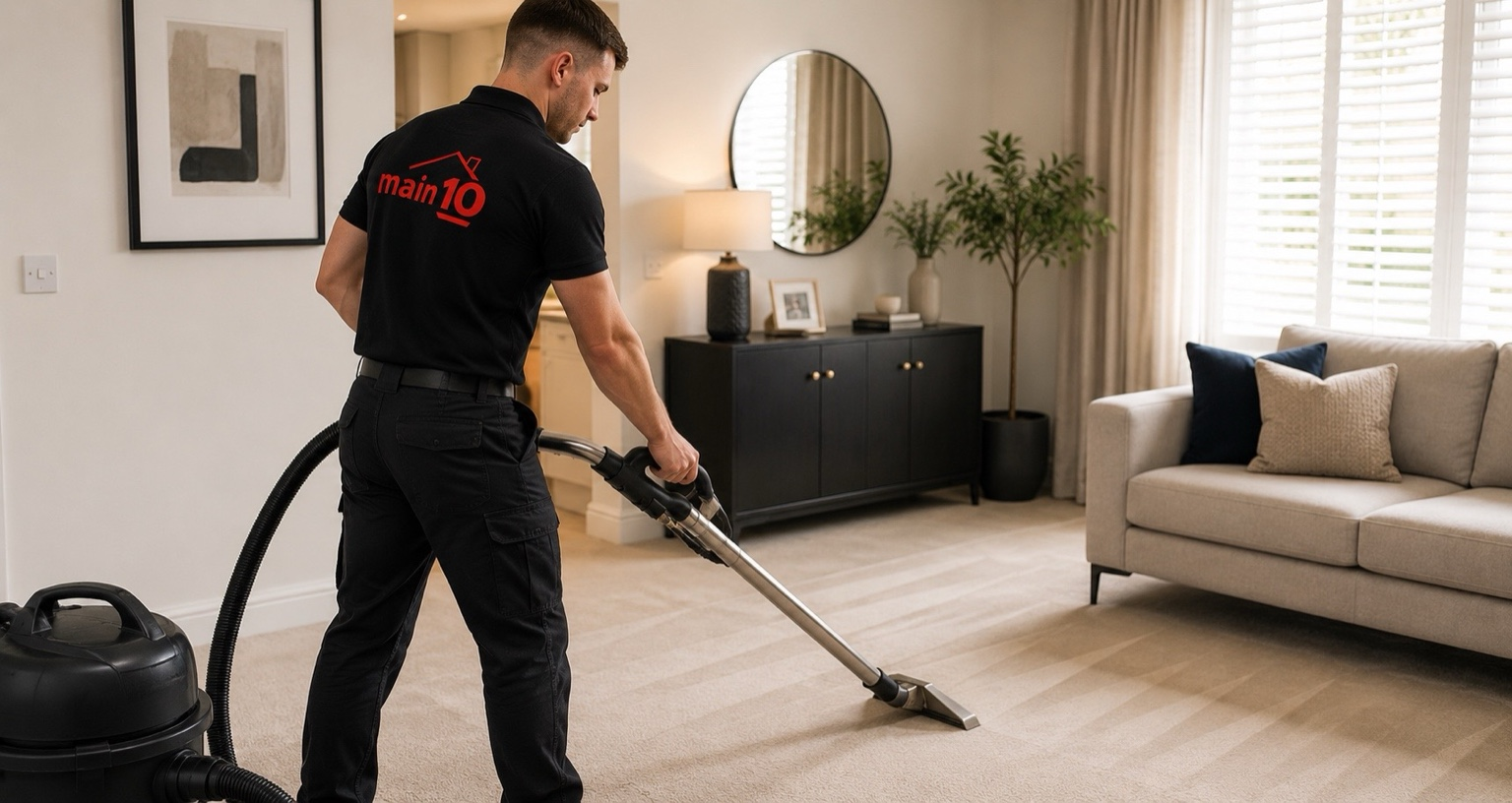 Professional cleaning work being carried out in a managed property